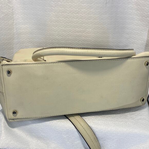 Kate Spade Crossbody Handles Satchel Cream Leather Gold Satin Liner - Picture 6 of 9